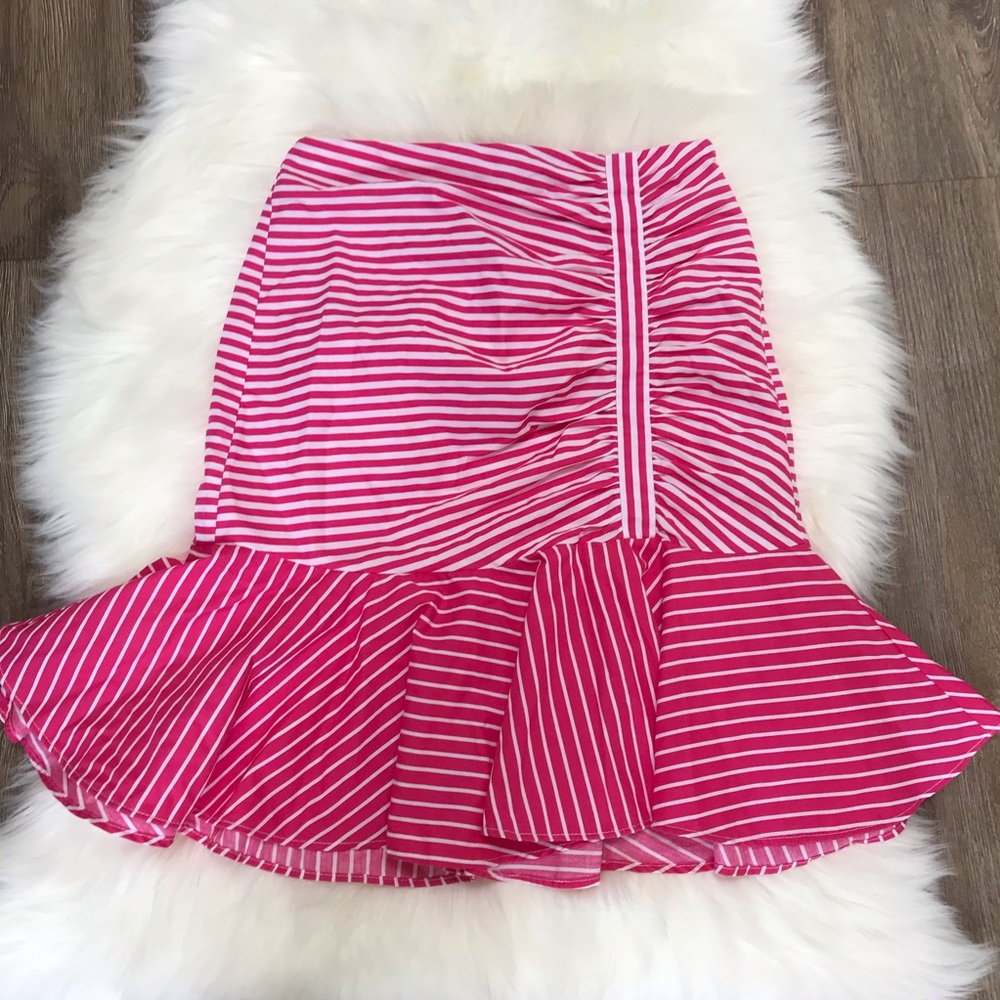 Zara basics pink and white striped skirt size XS .